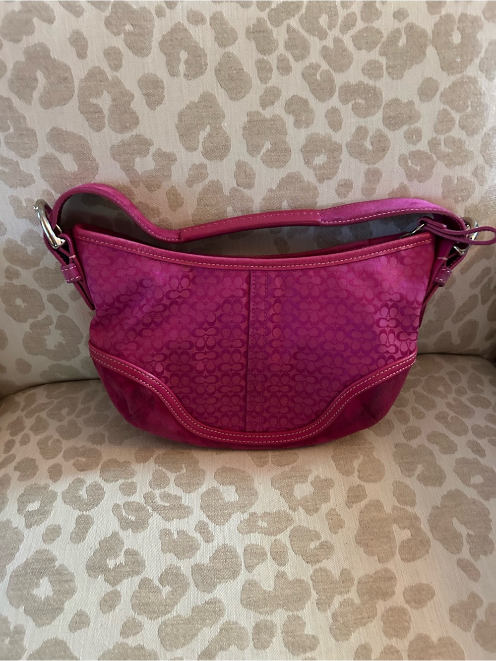 Coach Fuchsia Signature Jacquard Shoulder Bag
